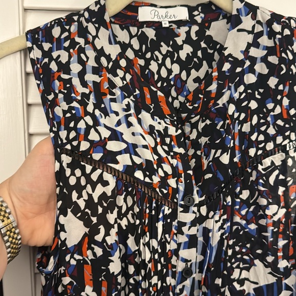Parker Abstract Print Silk Blouse - Picture 2 of 4